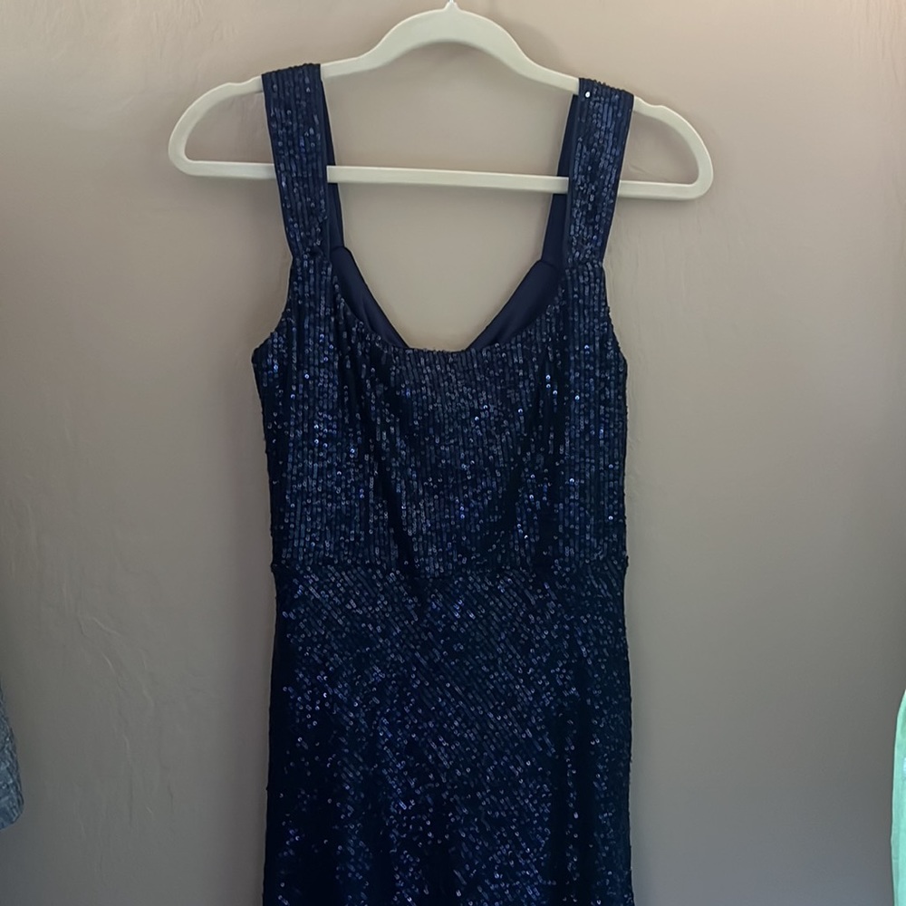 Laundry by Shelli Segal Women’s Square Neck Blue Sequin Midi Cocktail Dress 10 - Picture 15 of 17